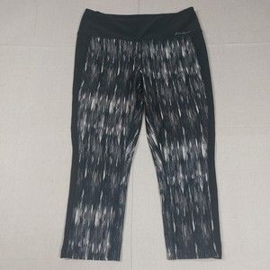 Eddie Bauer Leggings Size Medium Black White Capri Yoga Workout Casual